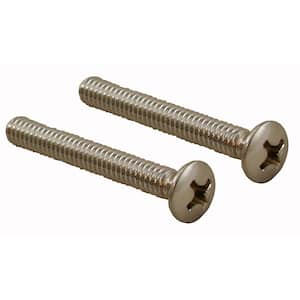 1/4 in. x 2 in. Bath Waste and Overflow Faceplate Screws in Brushed Stainless (2-Pack)