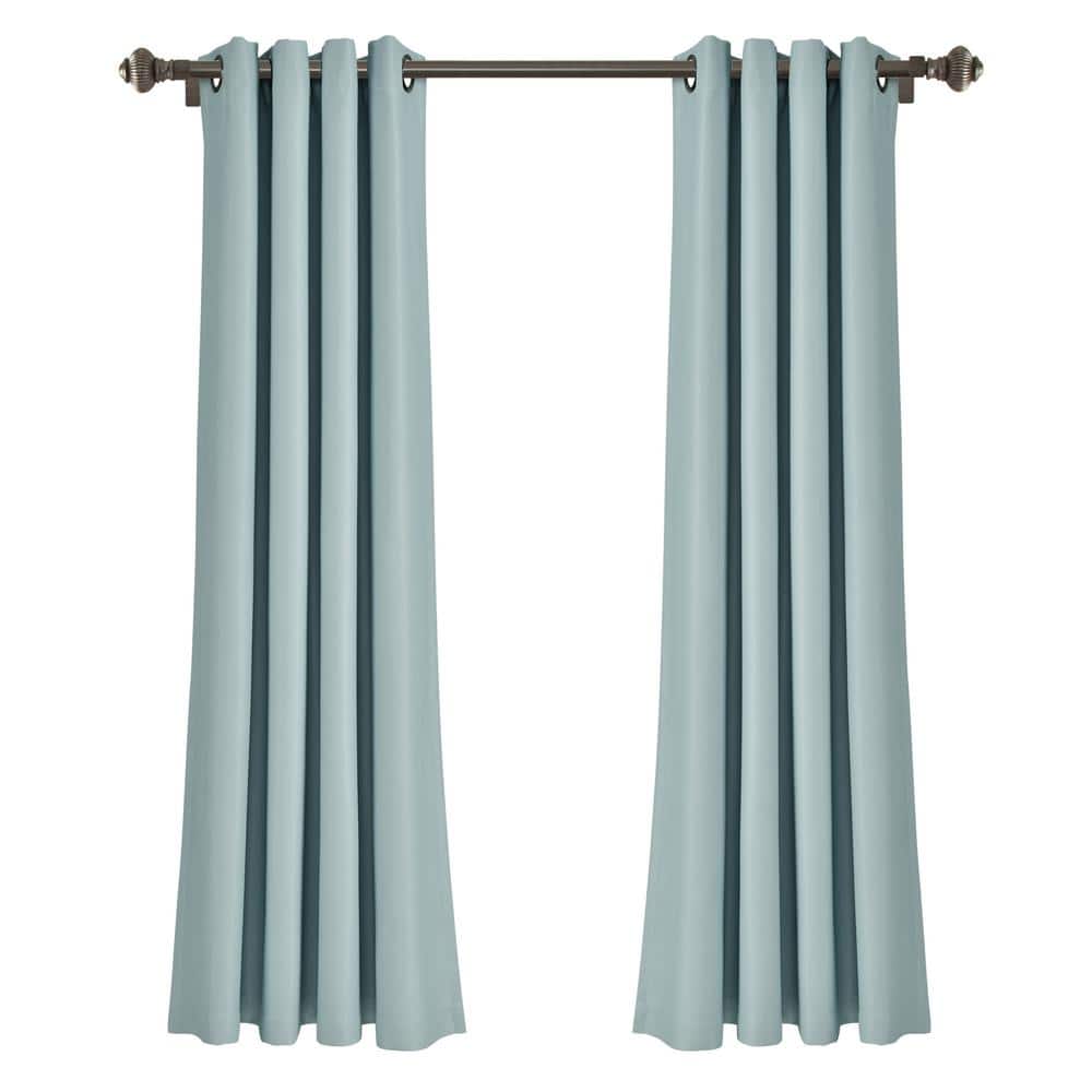 Blue Solid Rod Pocket Room Darkening Curtain - 52 in. W x 63 in. L (Set of 