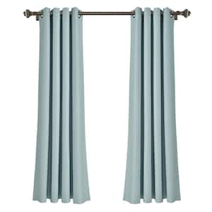Blue Solid Rod Pocket Room Darkening Curtain - 52 in. W x 63 in. L (Set of 2)