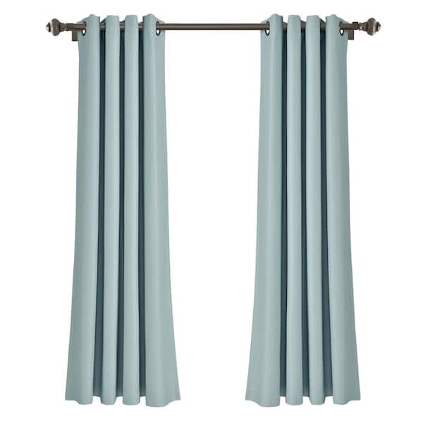 Unbranded Blue Solid Rod Pocket Room Darkening Curtain - 52 in. W x 63 in. L (Set of 2)