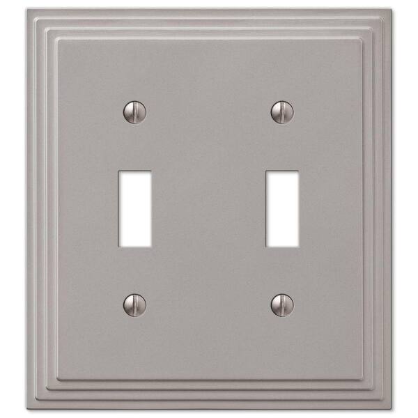 Hampton Bay Tiered 2 Gang Toggle Metal Wall Plate Satin Nickel 84ttnhb The Home Depot - Decorative Wall Switch Plates Home Depot