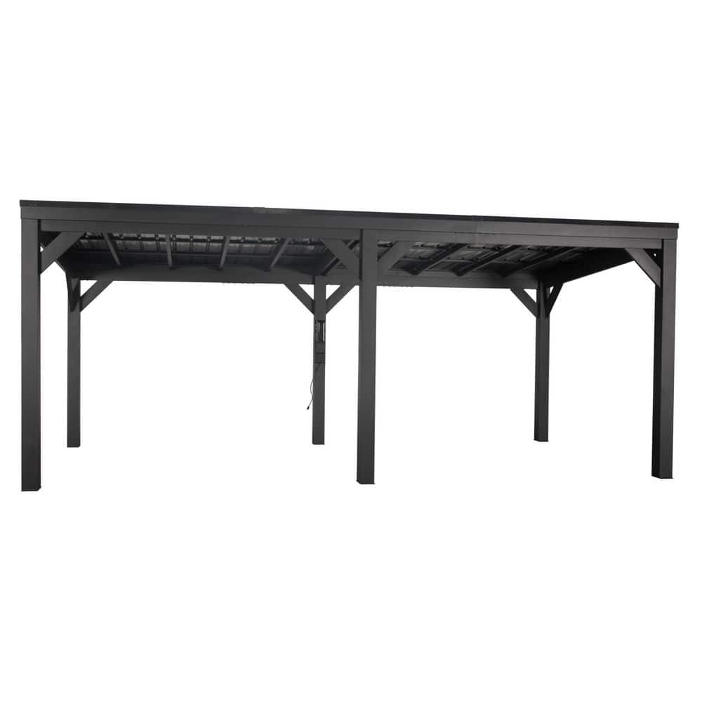 Stonebridge Black Galvanized Steel 20x9.5 Gazebo with Sloped Roof