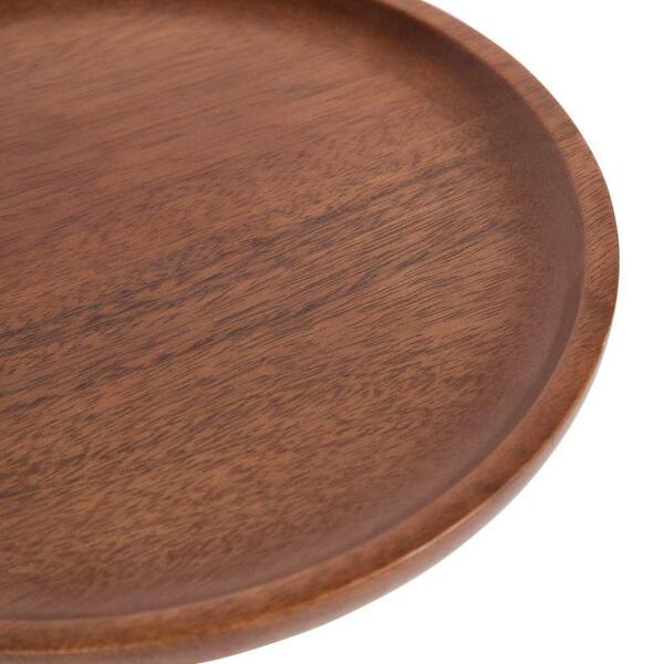 Kate and Laurel Xyler 10 in. W Walnut Brown Round Transitional