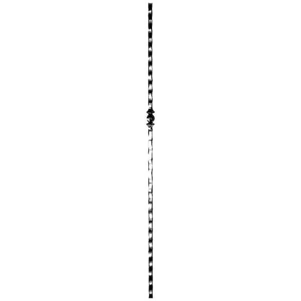 arteferro 44 in. x 9/16 in. Hammered With Single Sphere Shadow Grey Powder Coated Wrought Iron Baluster