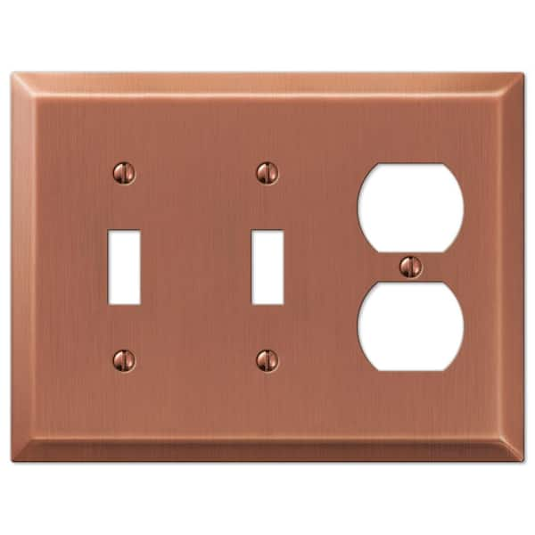 AMERELLE Metallic 3 Gang 2-Toggle and 1-Duplex Steel Wall Plate - Antique Copper