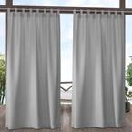 Cabana Cloud Grey Solid Light Filtering Hook-and-Loop Tab Indoor/Outdoor Curtain, 54 in. W x 108 in. L (Set of 2)
