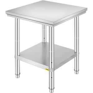 Stainless Prep Table 23.6 x 23.6 x 31.5 in. Kitchen Prep Table with Adjustable Feet Kitchen Utility Tables,Silver