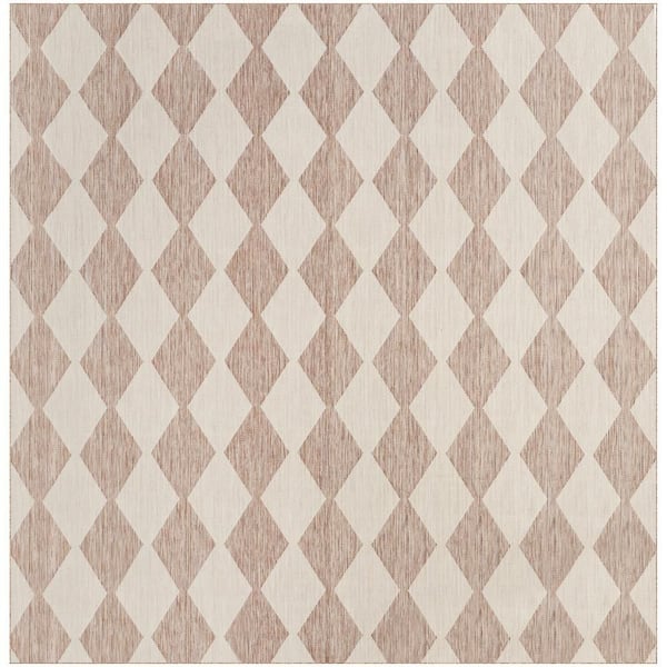 Positano Beige 10 ft. x 10 ft. Diamond Contemporary Square Area Rug