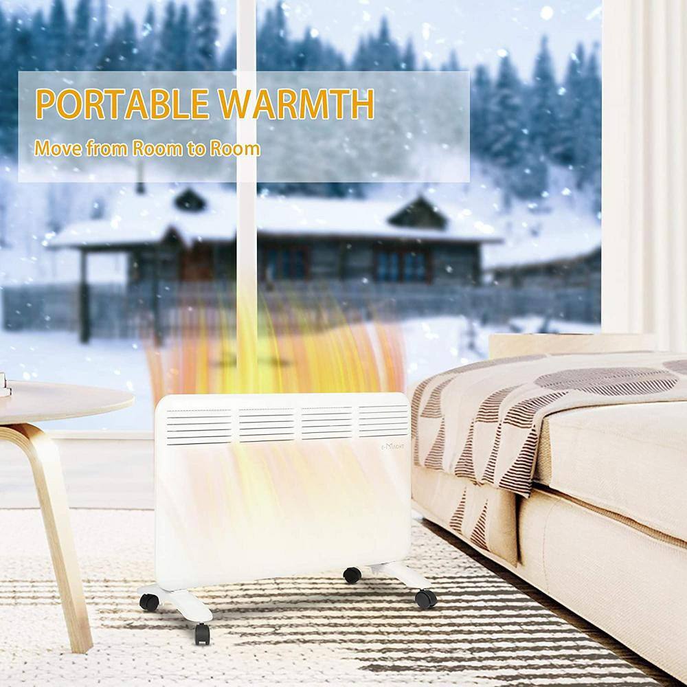 White 1500W Electric Convection Heater with Digital Thermostat