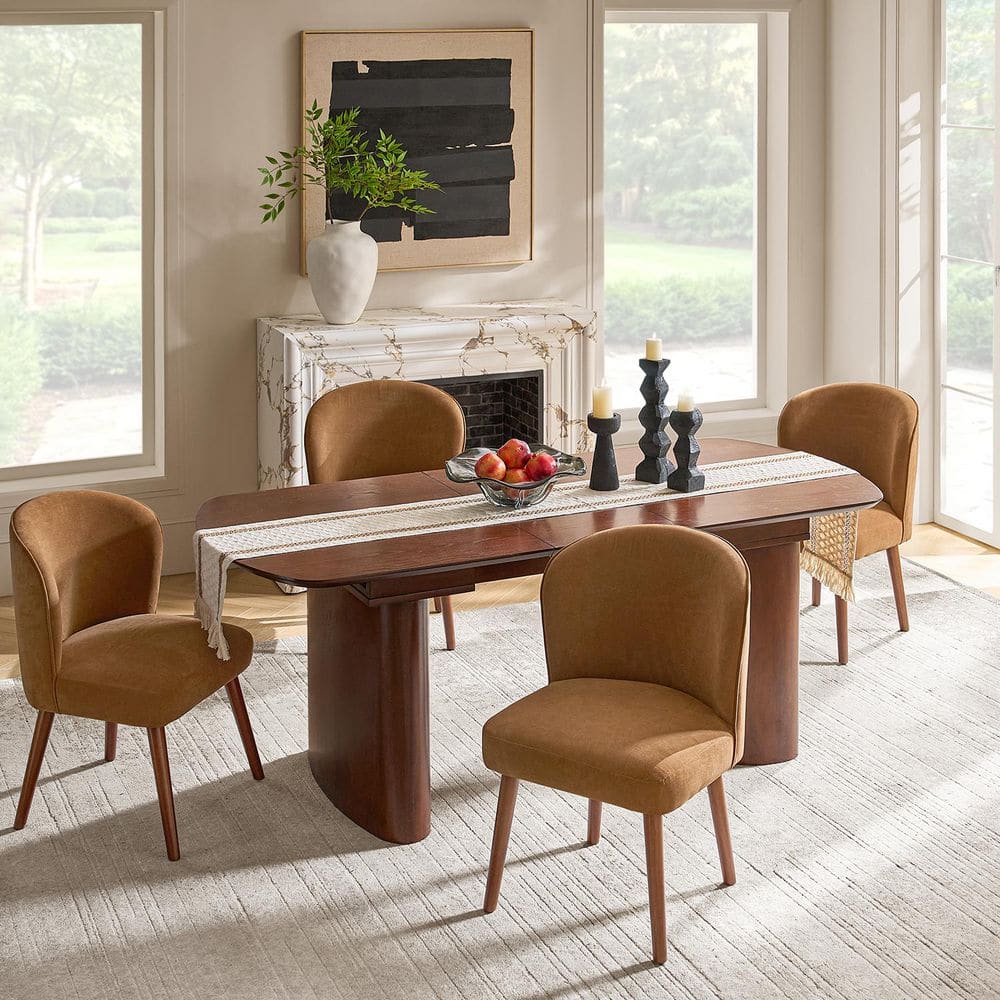 Bblythe Caramel Mid-Century Polyester Upholstered Dining Chair Set of 4 price history on PriceWatchPro