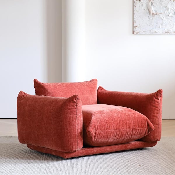50 in. Flared Arm 1-Piece Chenille Modular Sectional Sofa Chair for Small Spaces Living Room Apartment Office in. Orange