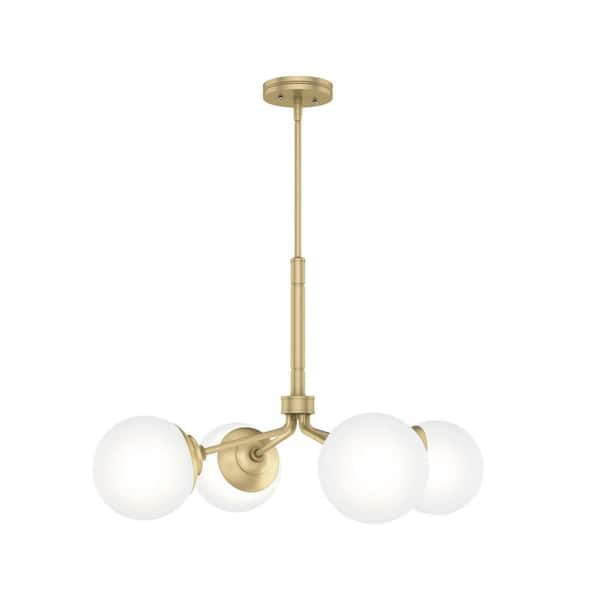 Hunter - Hepburn 4 Light Modern Gold Brass Chandelier Bedroom Light