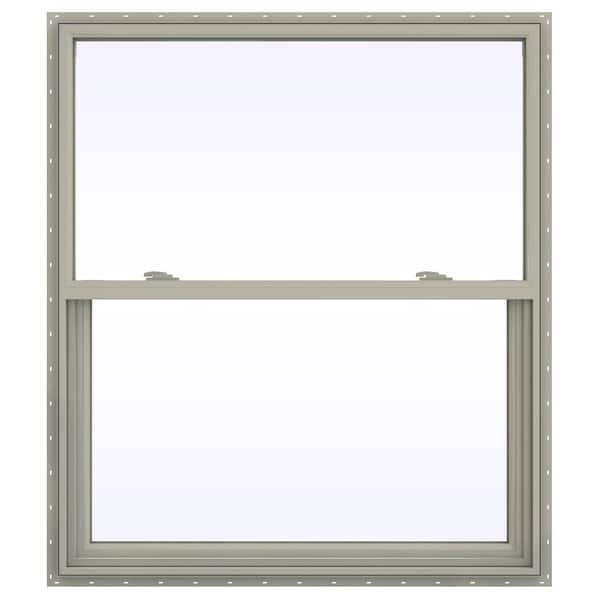 JELD-WEN 41.5 in. x 41.5 in. V-2500 Series Desert Sand Vinyl Single Hung Window with Fiberglass Mesh Screen