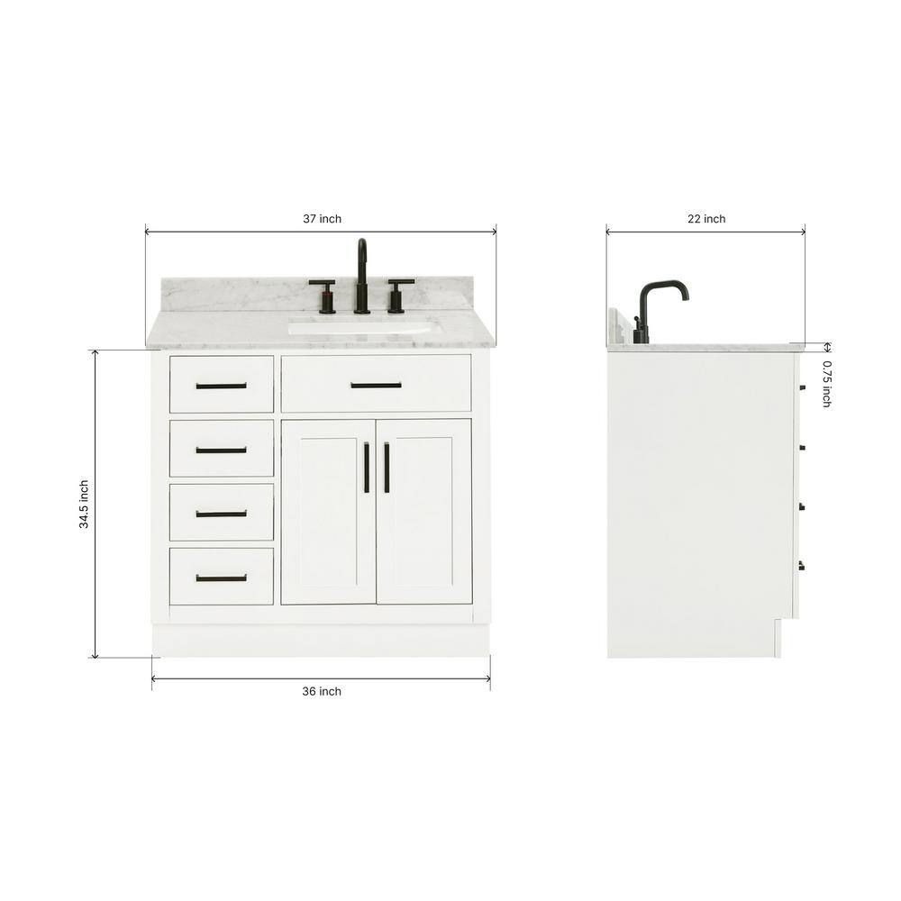 Ariel White 37" Single Basin Vanity with Marble Top
