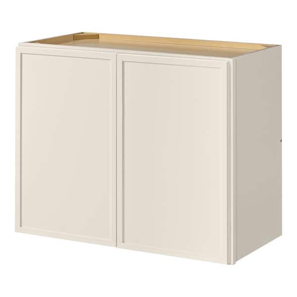 Hampton Bay Leyton 30 in. W x 12 in. D x 24 in. H Ready to Assemble Plywood Slim Shaker Wall Bridge Kitchen Cabinet in Antique White