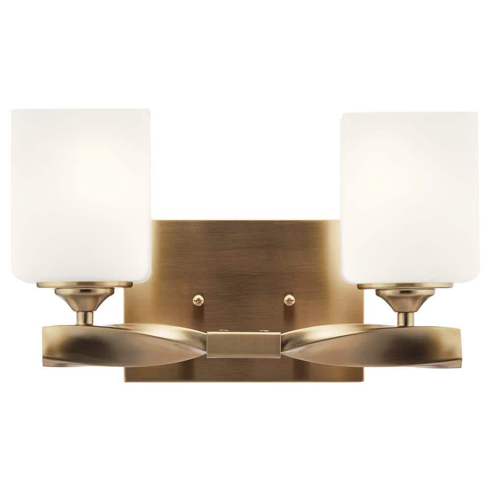 Champagne Bronze 2-Light Vanity with Satin Etched Opal Glass