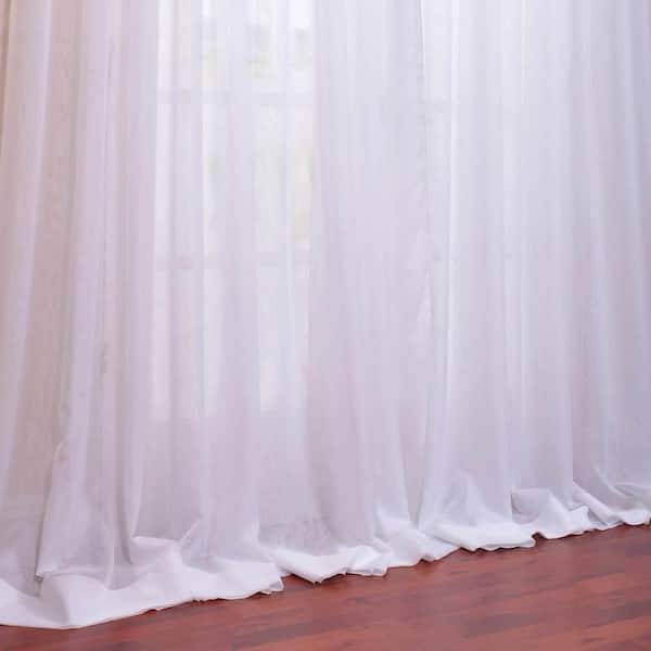 Exclusive Fabrics Furnishings White Solid Extra Wide Rod Pocket Sheer Curtain 100 In W X 84 L Shcvol1 Dldw The Home Depot Exclusive Fabrics Furnishings White
