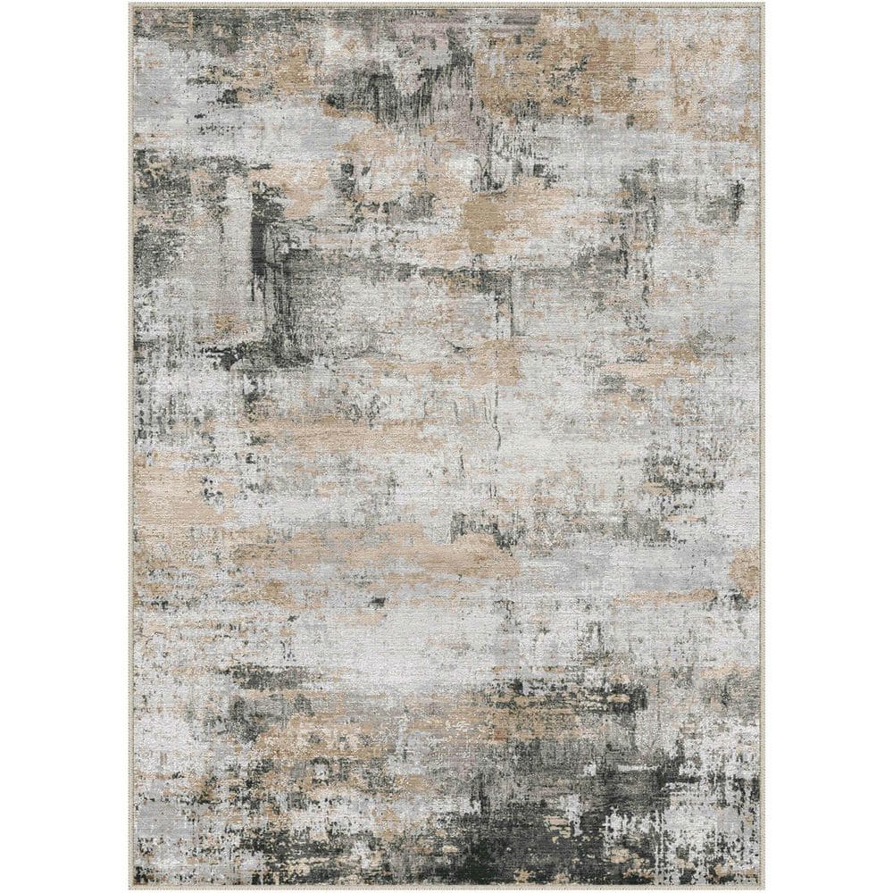 Dusk Black/Gold 8 ft. x 10 ft. Washable Modern Abstract Area Rug price history on PriceWatchPro