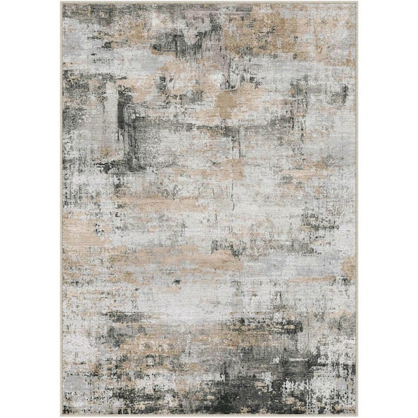 HaiiMeid Dusk Black/Gold 8 ft. x 10 ft. Washable Modern Abstract Area Rug