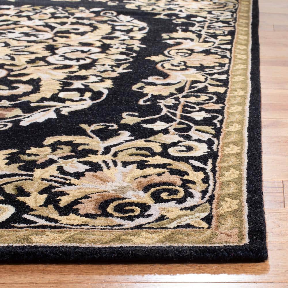 Elegant Heritage Black Wool 7'6" x 9'6" Hand-Tufted Area Rug