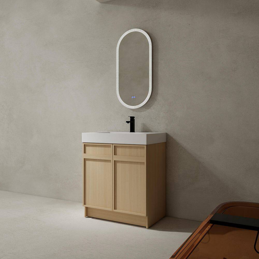 30 in. W x 20 in. D x 35 in. H Single Sink Freestanding Bath Vanity in Oak with White Resin Top price history on PriceWatchPro