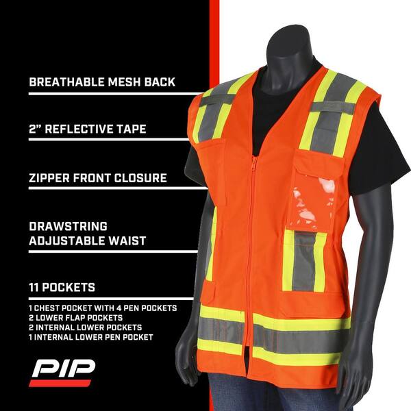 PIP Women's X-Large Hi Vis Orange 2-Tone ANSI Type R Class 2