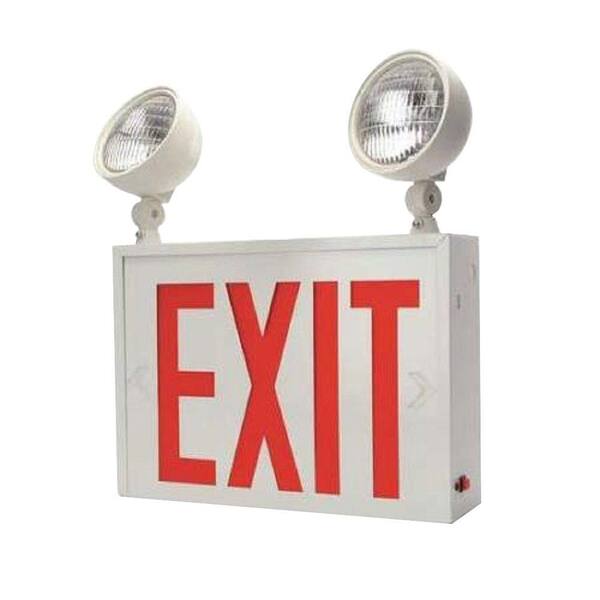 Lithonia Lighting Steel LED Exit Sign and 2-Light Emergency Unit Combo