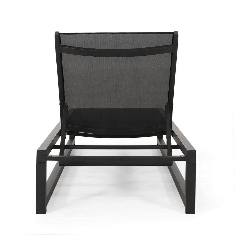 Modesta Black Aluminum Outdoor Adjustable Chaise Lounge