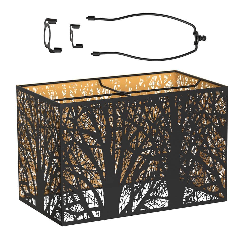 YANSUN 9 in. Black Metal Large Rectangular Lampshade For Table
