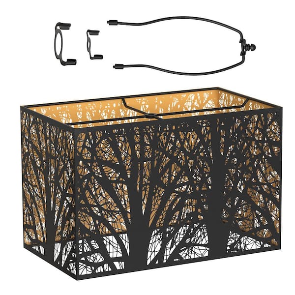 9 in. Black Rectangular Metal Lampshade for Table or Floor Lamps in Bedroom Living Room with 0.43 in. Neckless Fitter