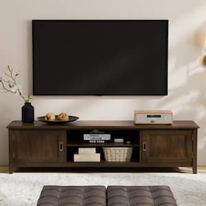 Burlington Mahogany Brown 72 in. Low TV Media Stand For TVs up to 80 in.