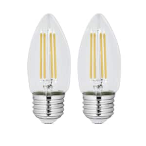 60-Watt Equivalent B10 E26 Medium Dimmable Filament CEC Blunt Tip Chandelier LED Light Bulb, Soft White 2700K (2-Pack)