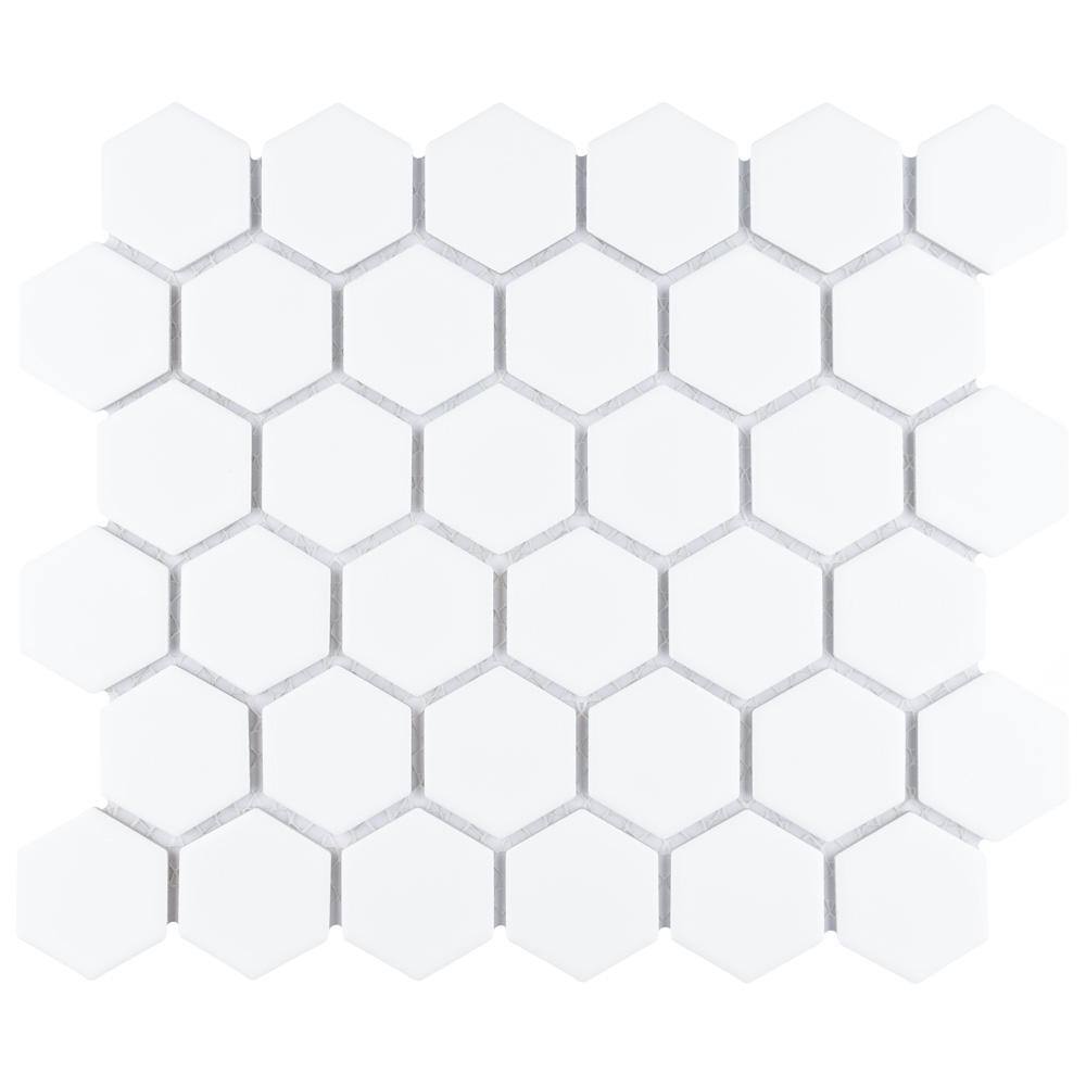 "Hudson Due 2"" Hex Matte White 6 in. x 6 in. Porcelain Mosaic Take Home Tile Sample" price history on PriceWatchPro