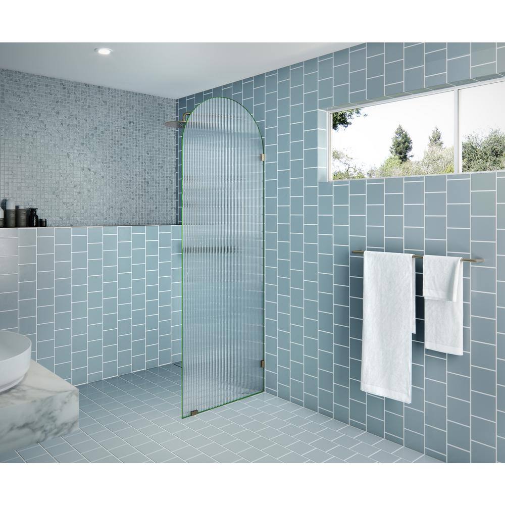 Maven Brushed Bronze Frameless Arched Fluted Glass Shower Panel