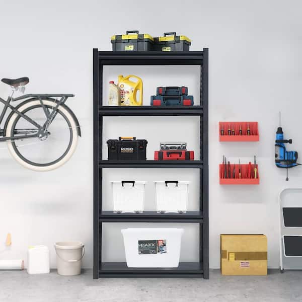 Tahanbath 5-Tier Adjustable Metal Shelves for Garage Storage-2000 lbs. Utility Rack in Black