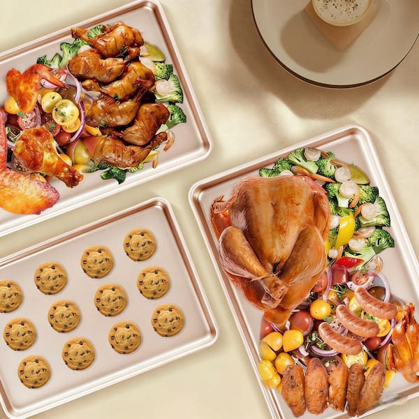 Wudkey Baking Sheet Pan Set of 3, Commercial Cookie Sheets for