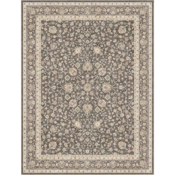 Well Woven Asha Rome Vintage, Oriental Persian, Charcoal Brown 3 ft. 3 in. x 5 ft. Area Rug