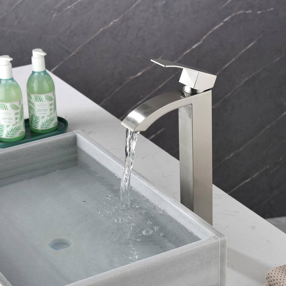 Brushed Nickel Single Handle Vessel Sink Faucet