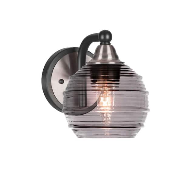 Unbranded Madison 6 in. 1-Light Matte Black and Brushed Nickel Wall Sconce with Standard Shade