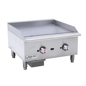 24 in. Commercial Natural Gas Manual Countertop Griddle in Stainless Steel