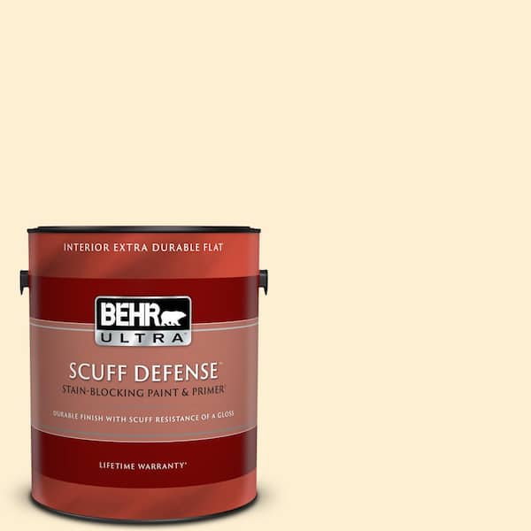 BEHR ULTRA 1 gal. #YL-W03 Honied White Extra Durable Flat Interior Paint & Primer