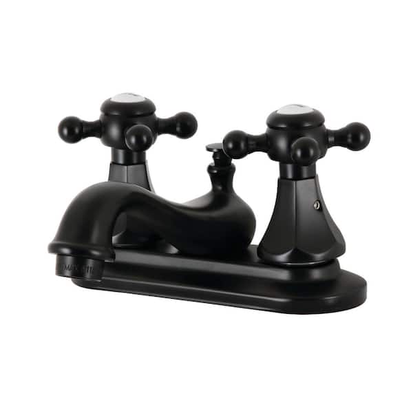 Kingston Brass Metropolitan 4 in. Centerset 2-Handle Bathroom Faucet with Plastic Pop-Up in Matte Black