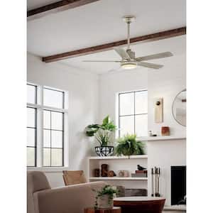 Colerne 52 in. Indoor Brushed Nickel Downrod Mount Ceiling Fan with Integrated LED with Wall Control Included