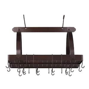 30 in. x 20.5 in. x 15.75 in. Oiled Bronze Pot Rack with Grid and 24 Hooks