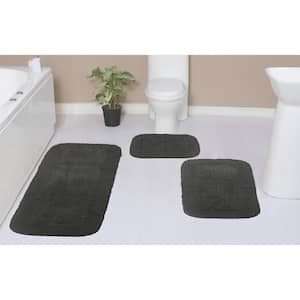 Lavish Home Gray 3-Piece 58x24 Chenille Bathroom Rugs