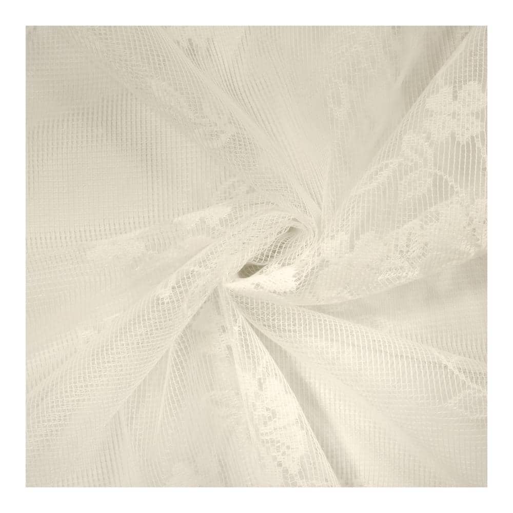 Mona Lisa Eggshell Lace Sheer Rod Pocket Curtain Panel 56x84