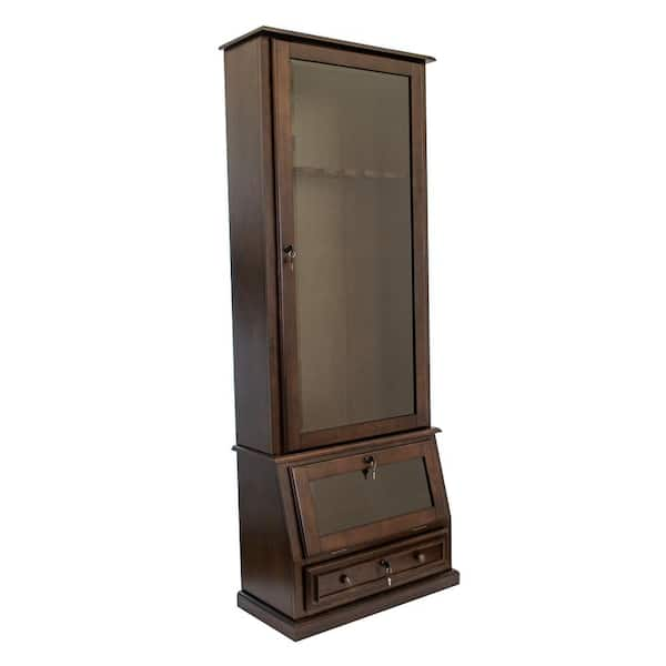 Glass Door Display Series 12-Gun Key Lock Gun Cabinet in Rich Espresso Wood Veneer