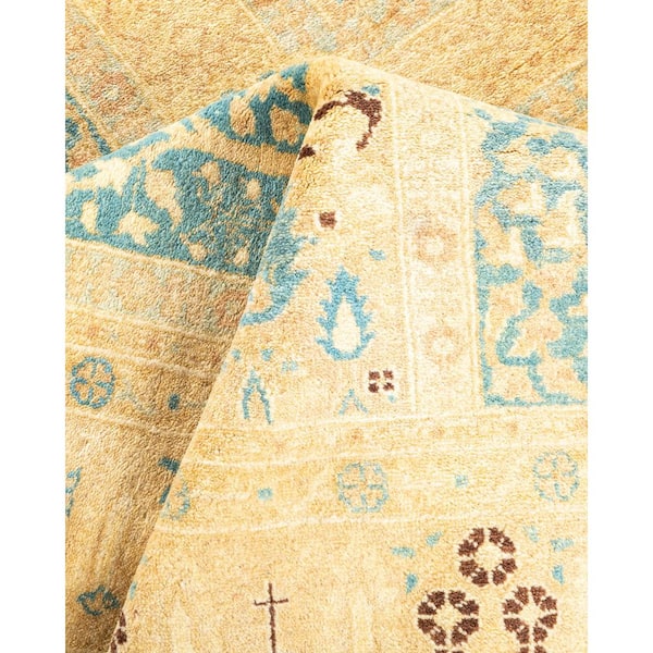 Mogul Ivory 4 x 6 Oriental Wool Indoor Area Rug