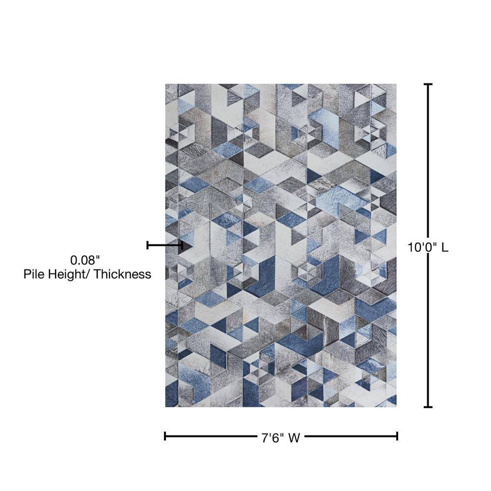 Prairie Falsterbo Modern Denim & Cream Faux Cowhide Rug, 8' x 10'