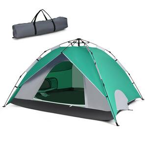 4-Person 2-in-1 Instant Pop-up Waterproof Camping Tent in Green